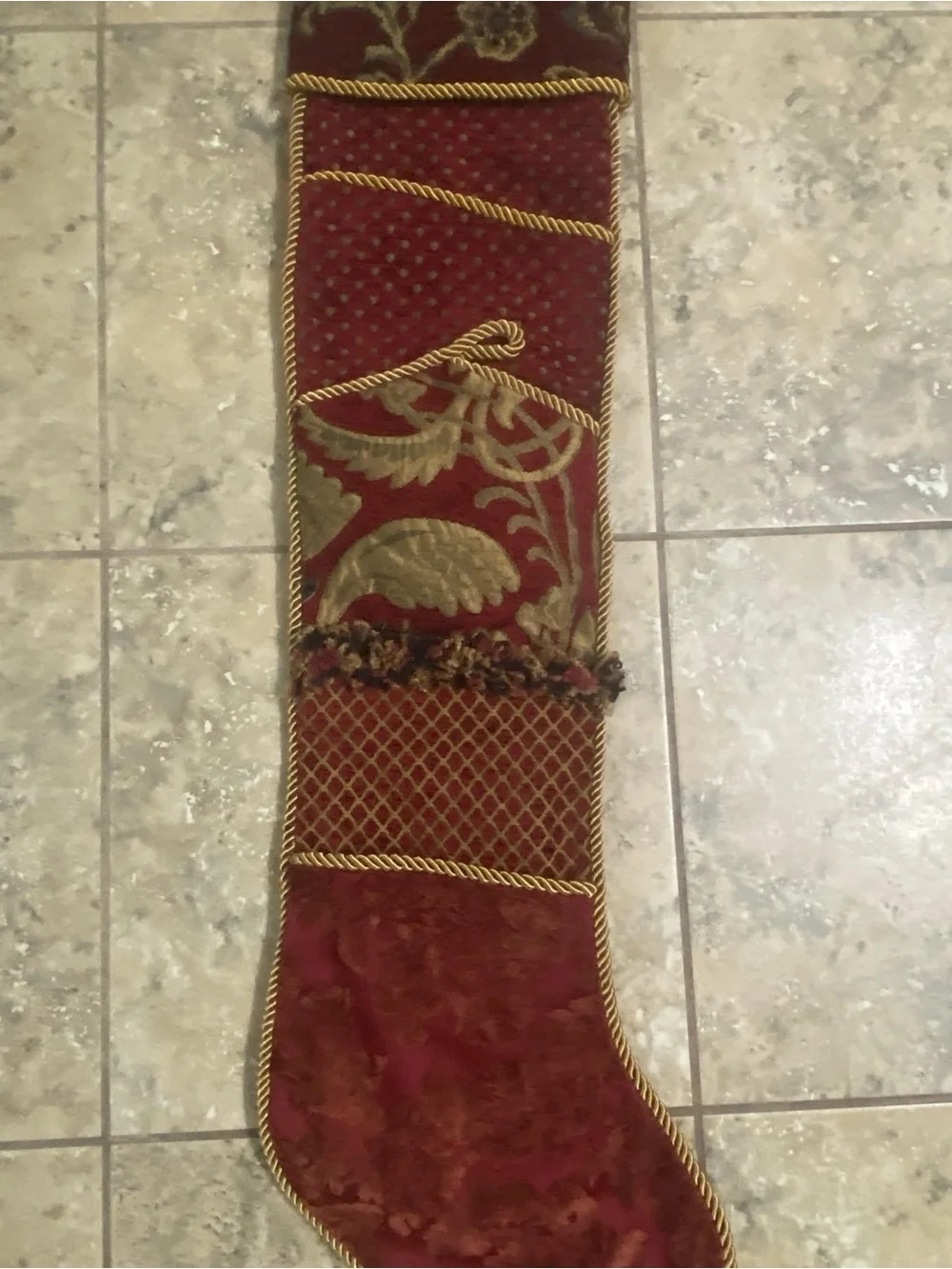 Vintage C&F Enterprise 36”H Victorian Christmas 4 Pocket Velvet Stocking New